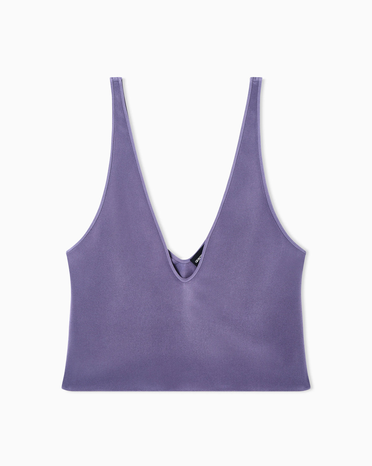 Silk blend crêpe short top