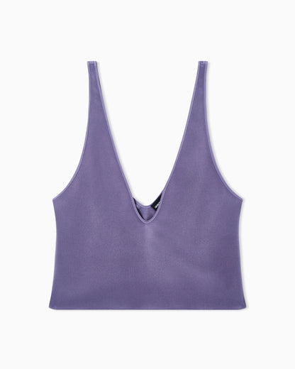 Silk blend crêpe short top