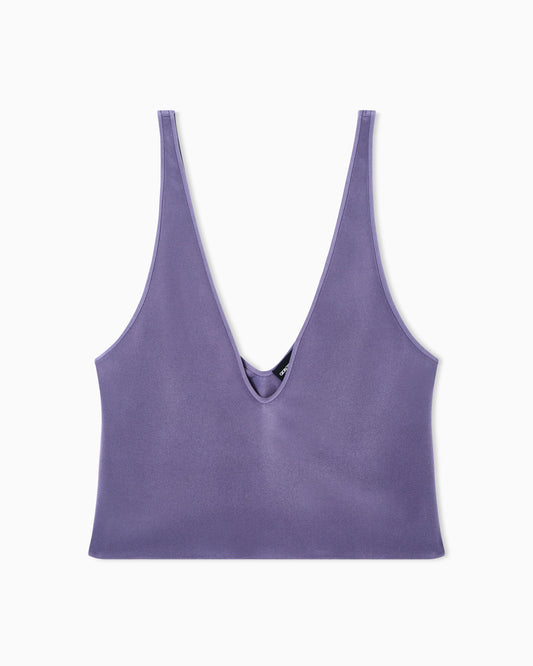 Silk blend crêpe short top