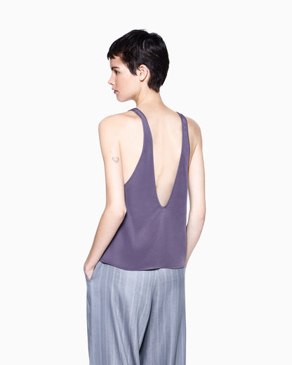 Silk blend crêpe short top