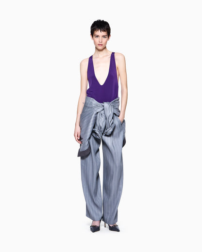 Silk blend crêpe short top