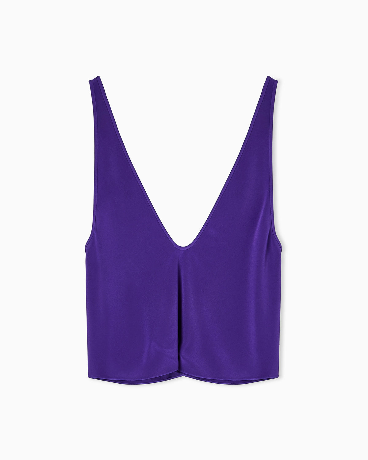 Silk blend crêpe short top