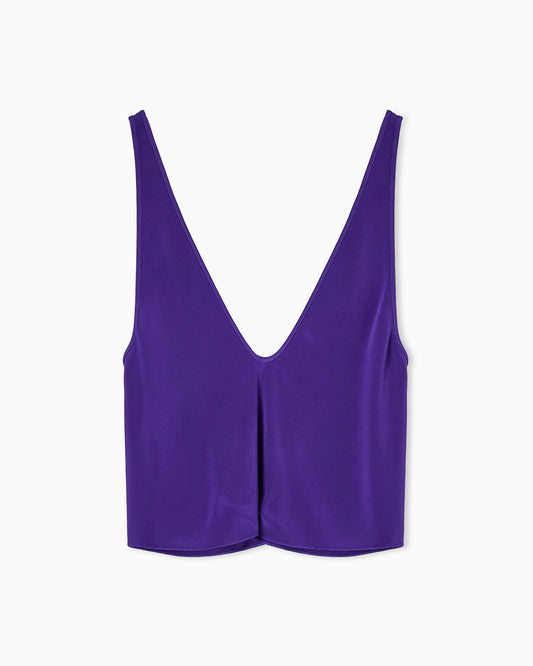 Silk blend crêpe short top