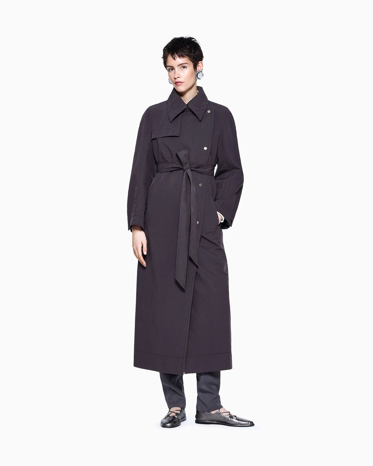 Trench coat in technical fabric