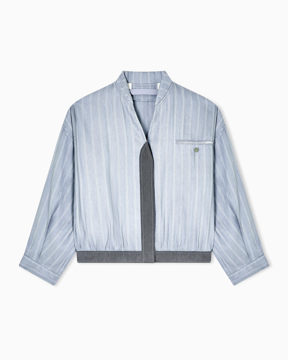 Pinstriped, silk and linen blouson