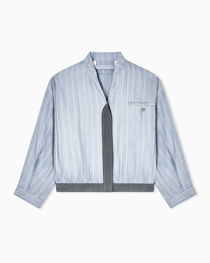 Pinstriped, silk and linen blouson