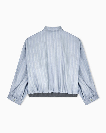 Pinstriped, silk and linen blouson