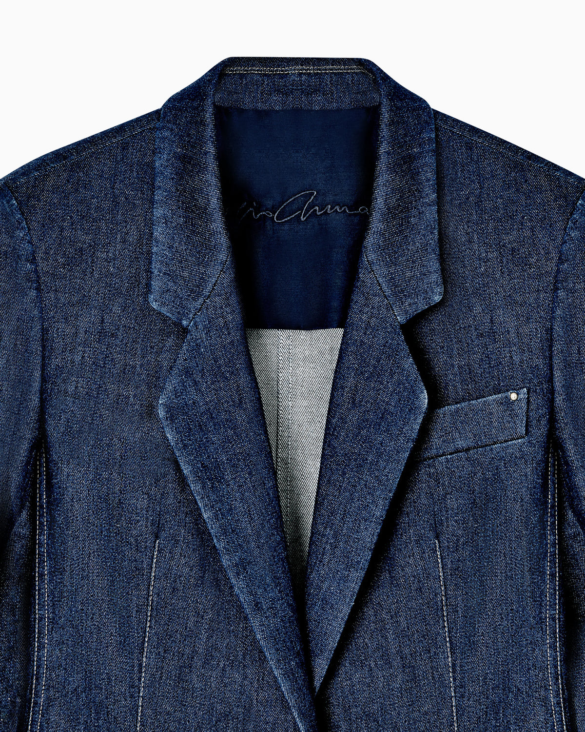 Denim single-breasted jacket in stretch cotton Denim Collection