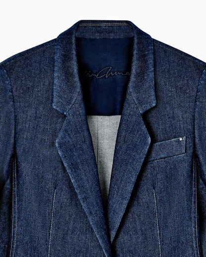 Denim single-breasted jacket in stretch cotton Denim Collection