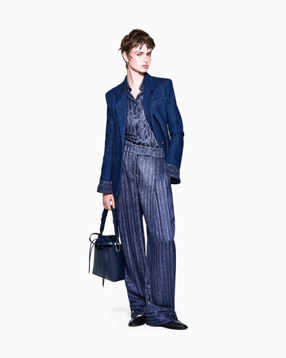 Denim single-breasted jacket in stretch cotton Denim Collection