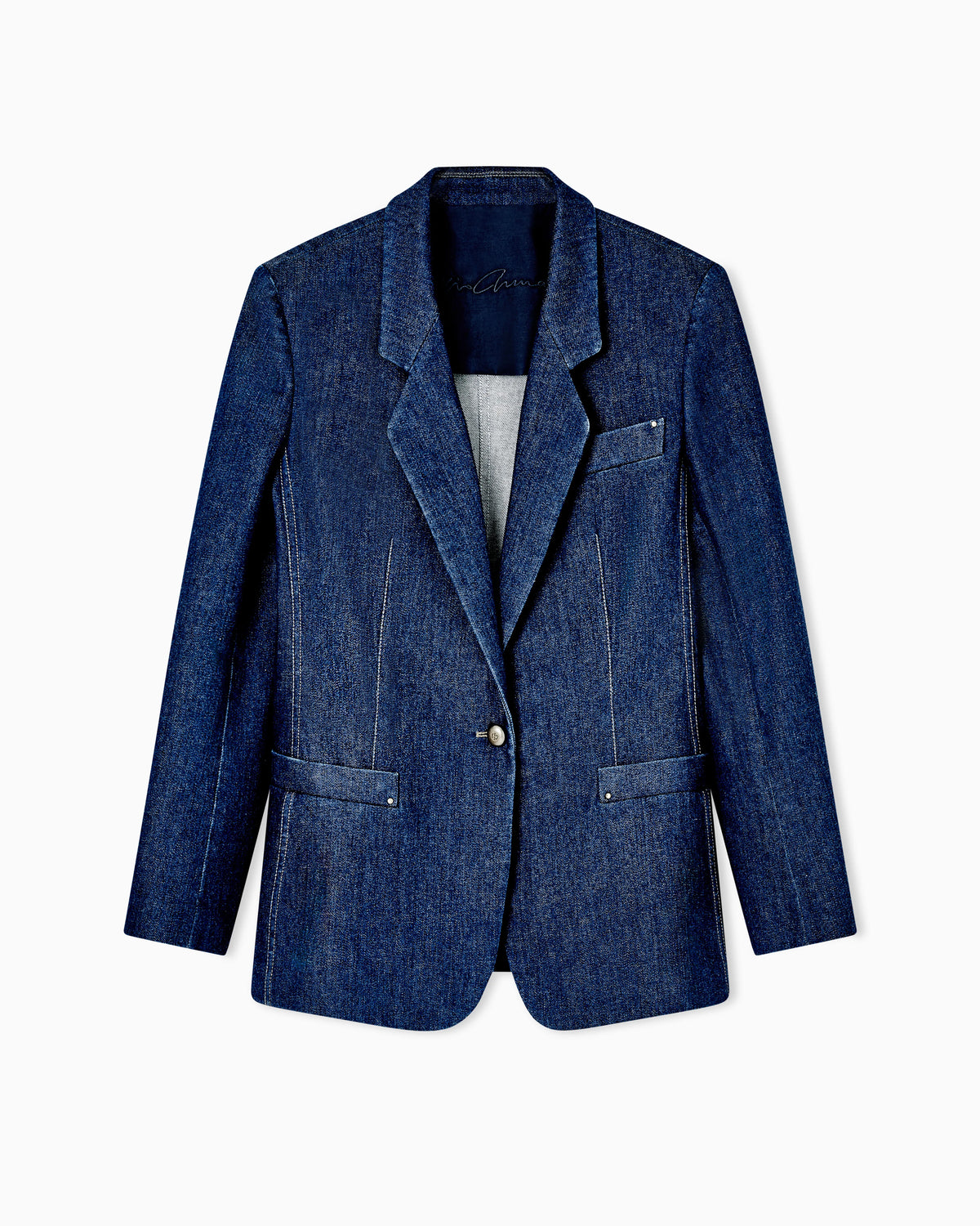Denim single-breasted jacket in stretch cotton Denim Collection