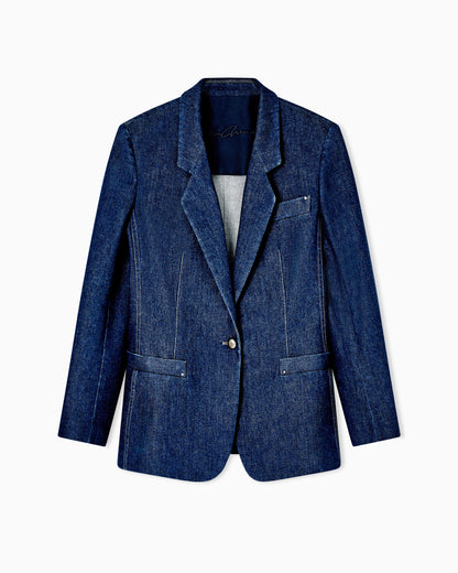 Denim single-breasted jacket in stretch cotton Denim Collection