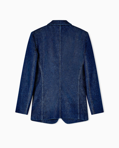 Denim single-breasted jacket in stretch cotton Denim Collection