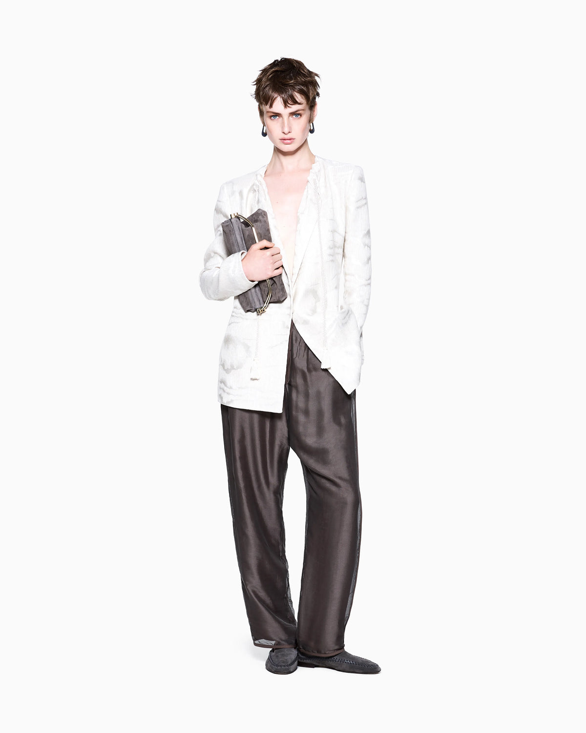 Silk straight trousers