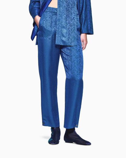 Viscose trousers with chevron jacquard