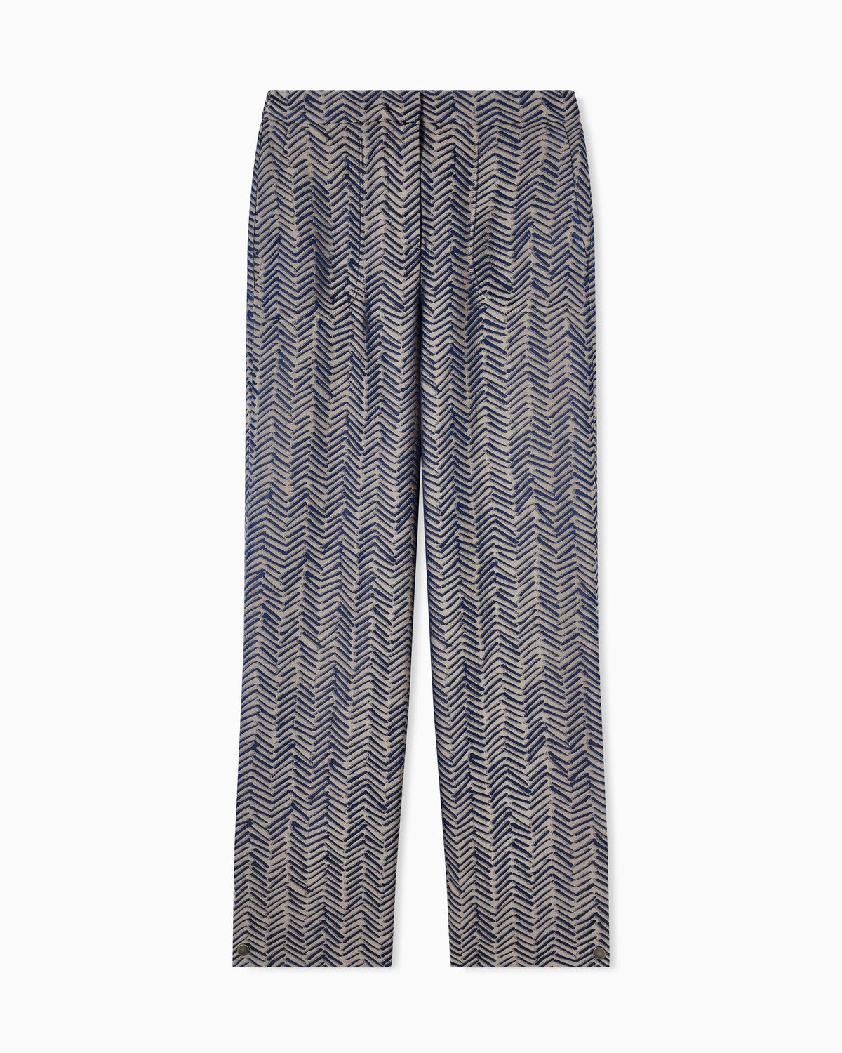 Viscose trousers with chevron jacquard