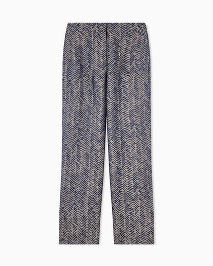 Viscose trousers with chevron jacquard