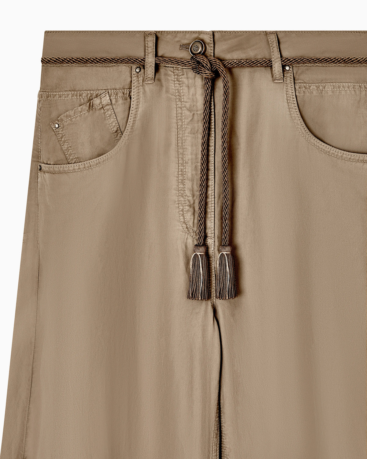 Cupro and linen trousers with belt Denim Collection