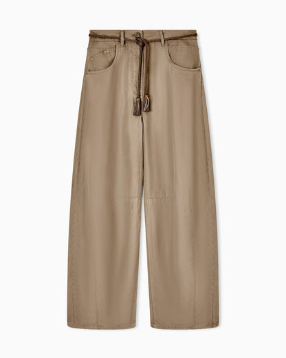 Cupro and linen trousers with belt Denim Collection