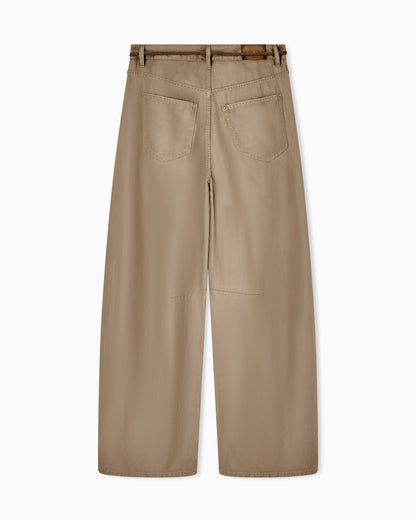 Cupro and linen trousers with belt Denim Collection
