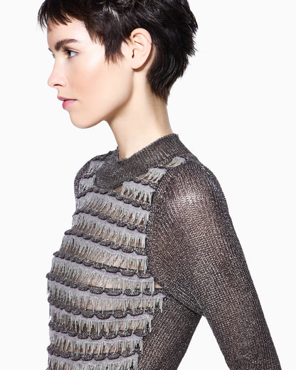 Viscose and metallic mesh jumper