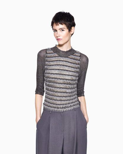 Viscose and metallic mesh jumper