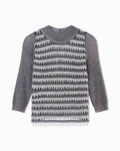 Viscose and metallic mesh jumper