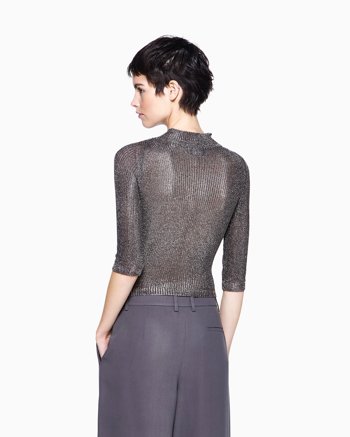 Viscose and metallic mesh jumper
