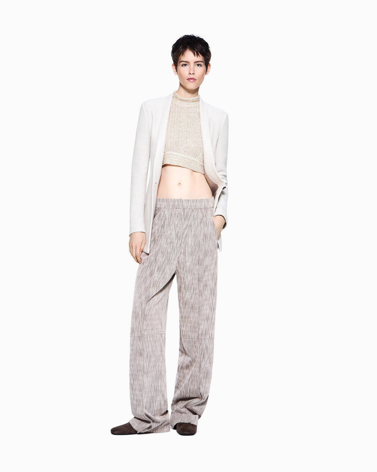Short viscose jersey jumper with links stitch