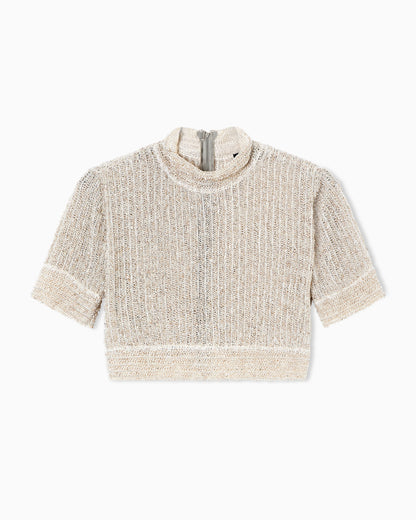 Short viscose jersey jumper with links stitch