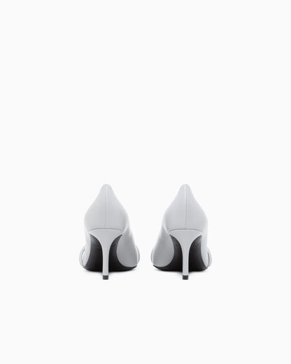 Pointed Leather Pumps with Metallic Strap