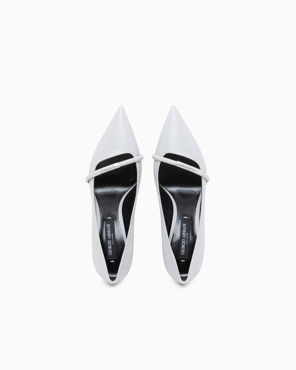 Pointed Leather Pumps with Metallic Strap