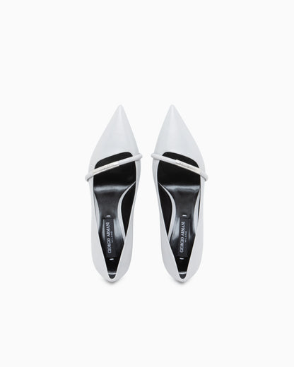 Pointed Leather Pumps with Metallic Strap