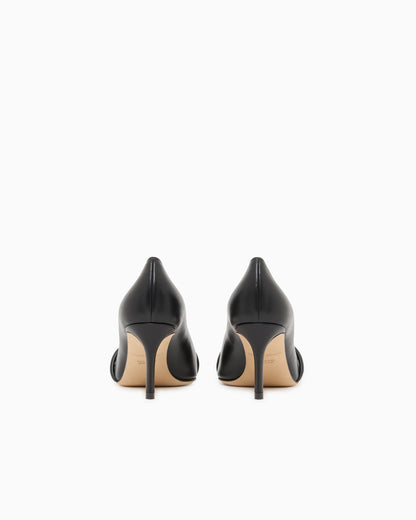 Pointed Leather Pumps with Metallic Strap