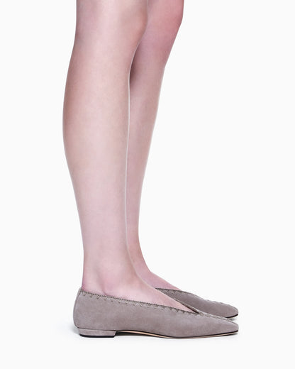 Suede ballerinas with embroidery