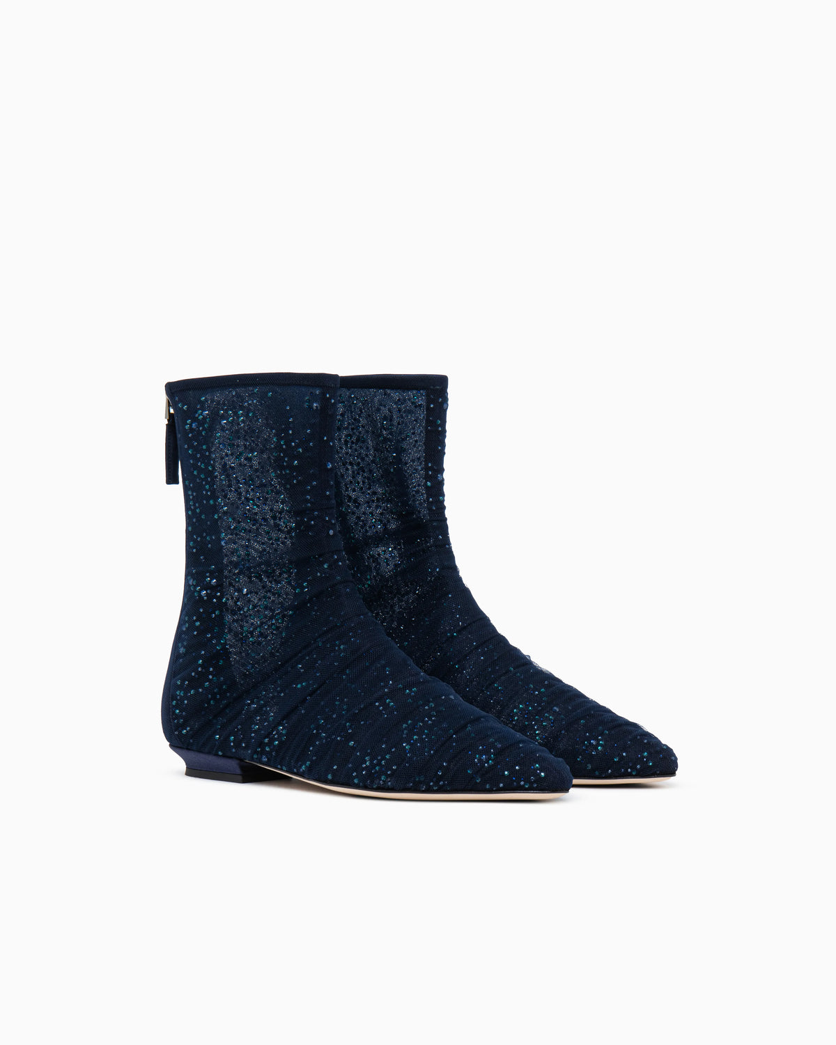 Ankle boots with tulle and rhinestones