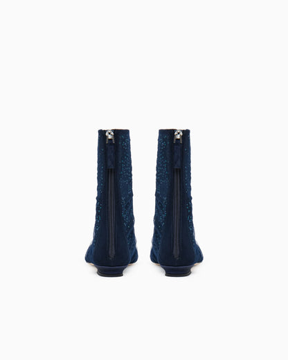 Ankle boots with tulle and rhinestones