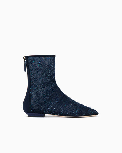 Ankle boots with tulle and rhinestones