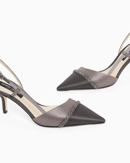 Court shoes with two-tone satin strap