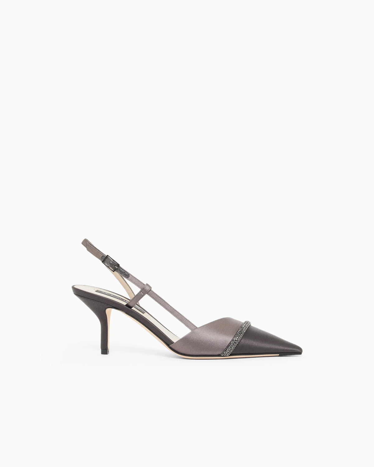 Court shoes with two-tone satin strap