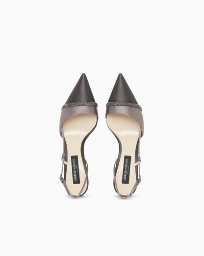 Court shoes with two-tone satin strap