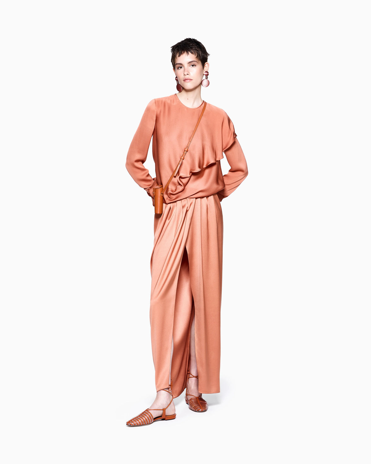 Long silk wrap skirt