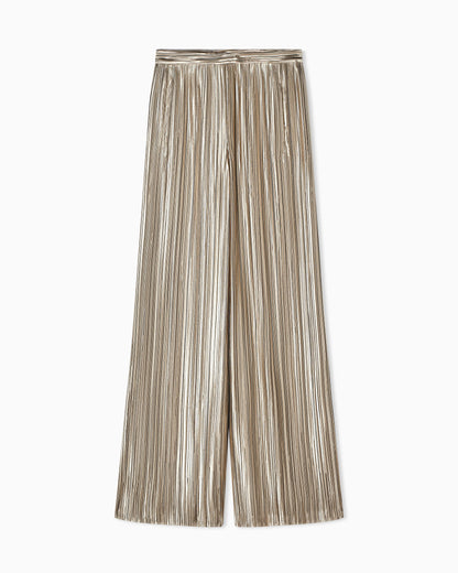 Pleated satin trousers