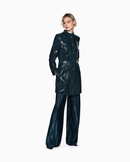 Pleated satin trousers