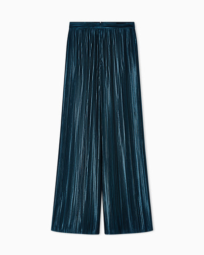 Pleated satin trousers