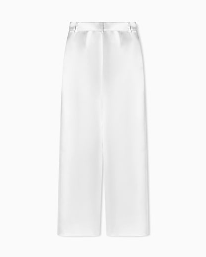 Trousers with pleats in silk satin