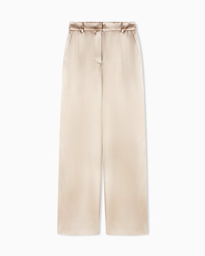 Trousers with pleats in silk satin