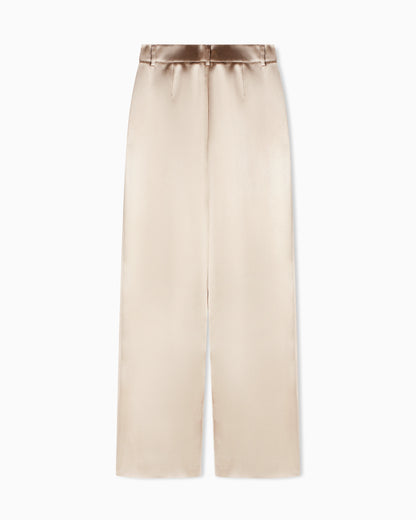 Trousers with pleats in silk satin