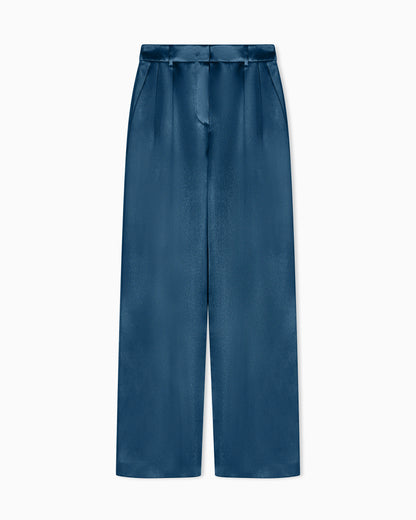 Trousers with pleats in silk satin