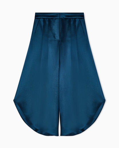 Wide trousers in silk satin